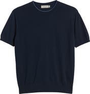 Canali Short Sleeve Cotton Crewneck Sweater