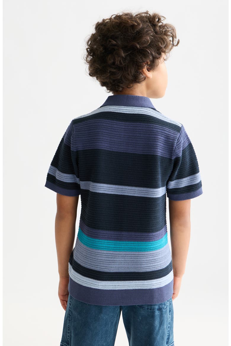 Kids' Stripe Textured Polo, Alternate, color, OCEANA STRIPES