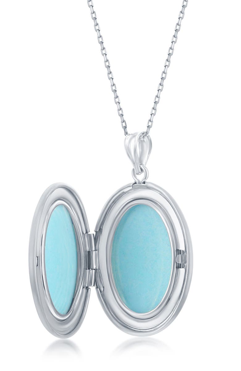 SIMONA Sterling Silver Oval Locket Necklace, Alternate, color, Silver
