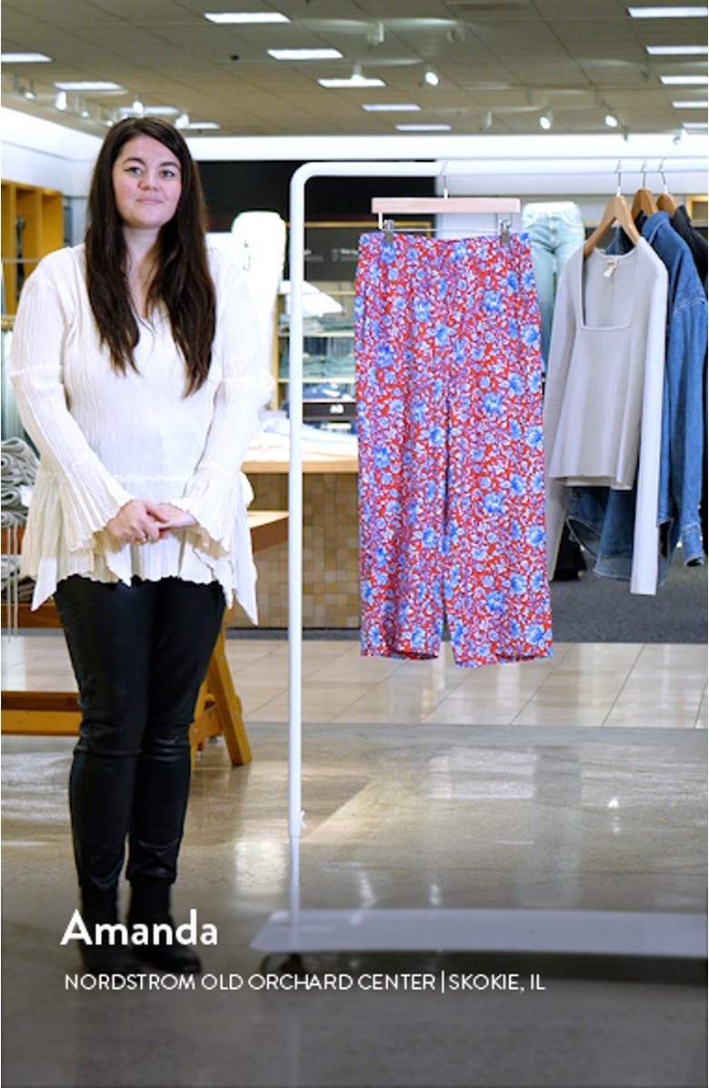 Floral Crop Wide Leg Pants, sales video thumbnail