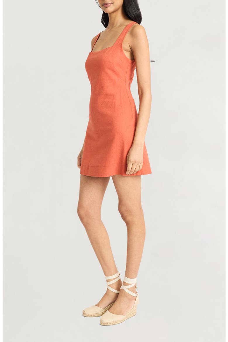 Square Neck Linen Blend Minidress, Alternate, color, BRUSCHETTA