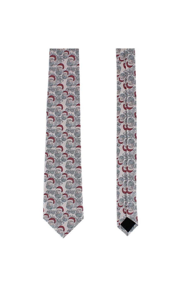 Santa Claus Is Watching Silk Novelty Necktie, Alternate, color, Cream