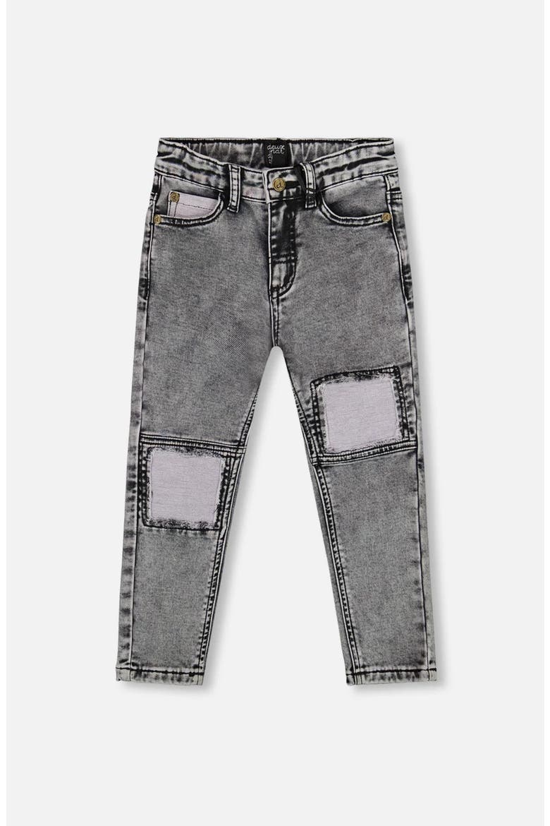French Terry Pants with Contrasting Patch, Main, color, Black Denim