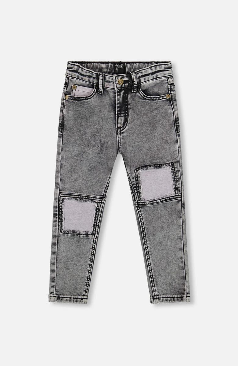 Deux par Deux French Terry Pants with Contrasting Patch, Main, color, Black Denim