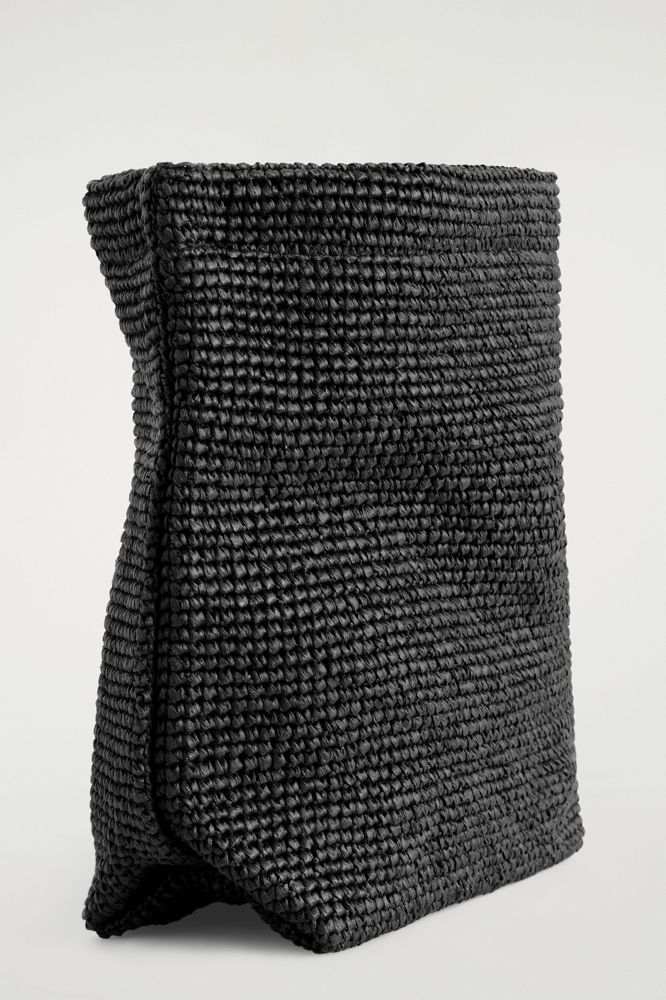 COS Folded Clutch Bag - Straw, Alternate, color, Black