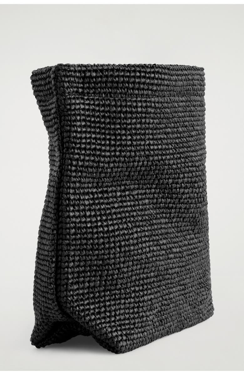 COS Folded Clutch Bag - Straw, Alternate, color, Black
