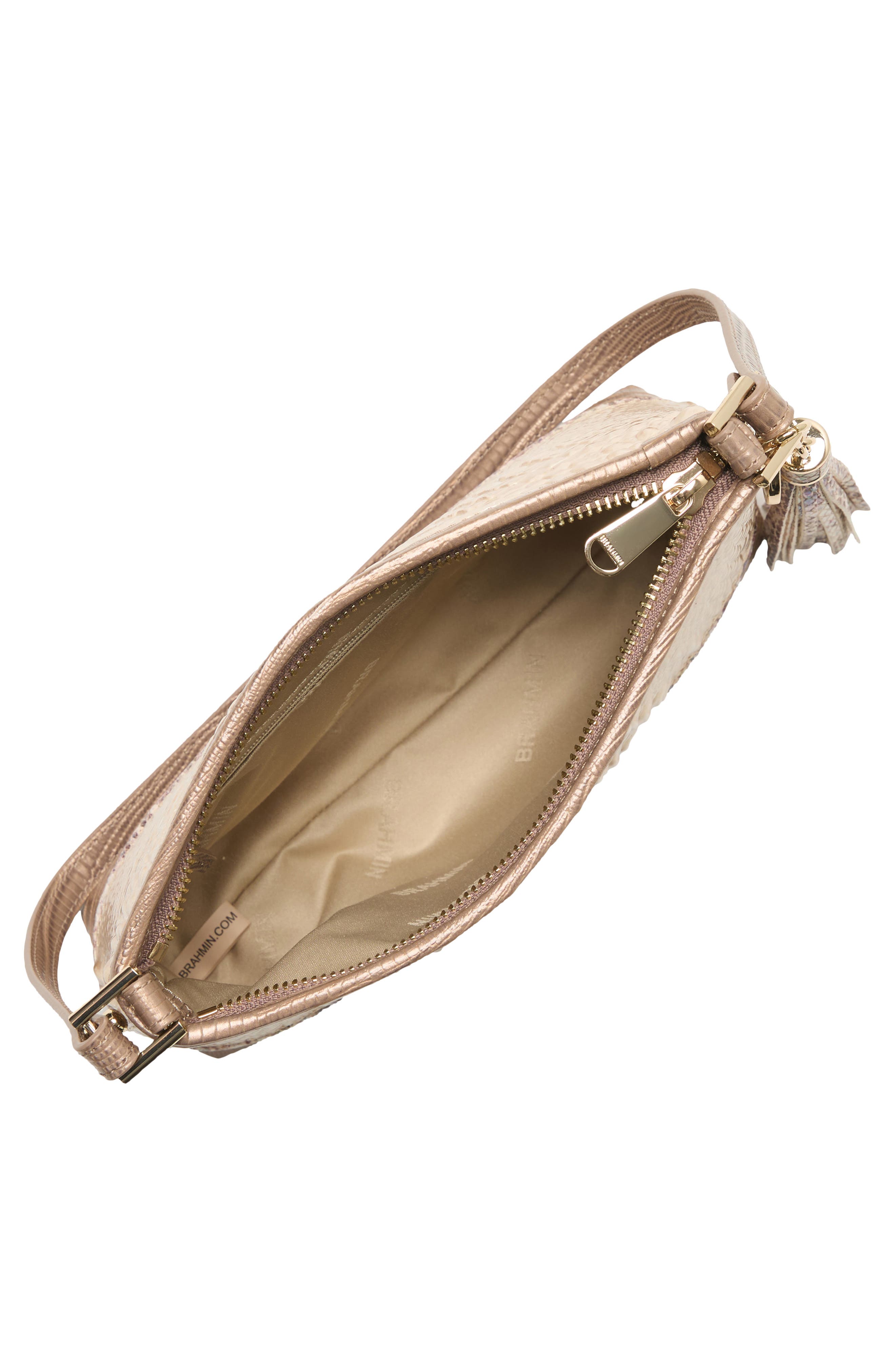 Lorelei Croc Embossed Leather Shoulder Bag, Alternate, color, BEIGE MULTI