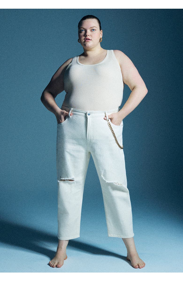 ELOQUII The Naomi Comfort Stretch Straight Leg Jean Crop, Alternate, color, White