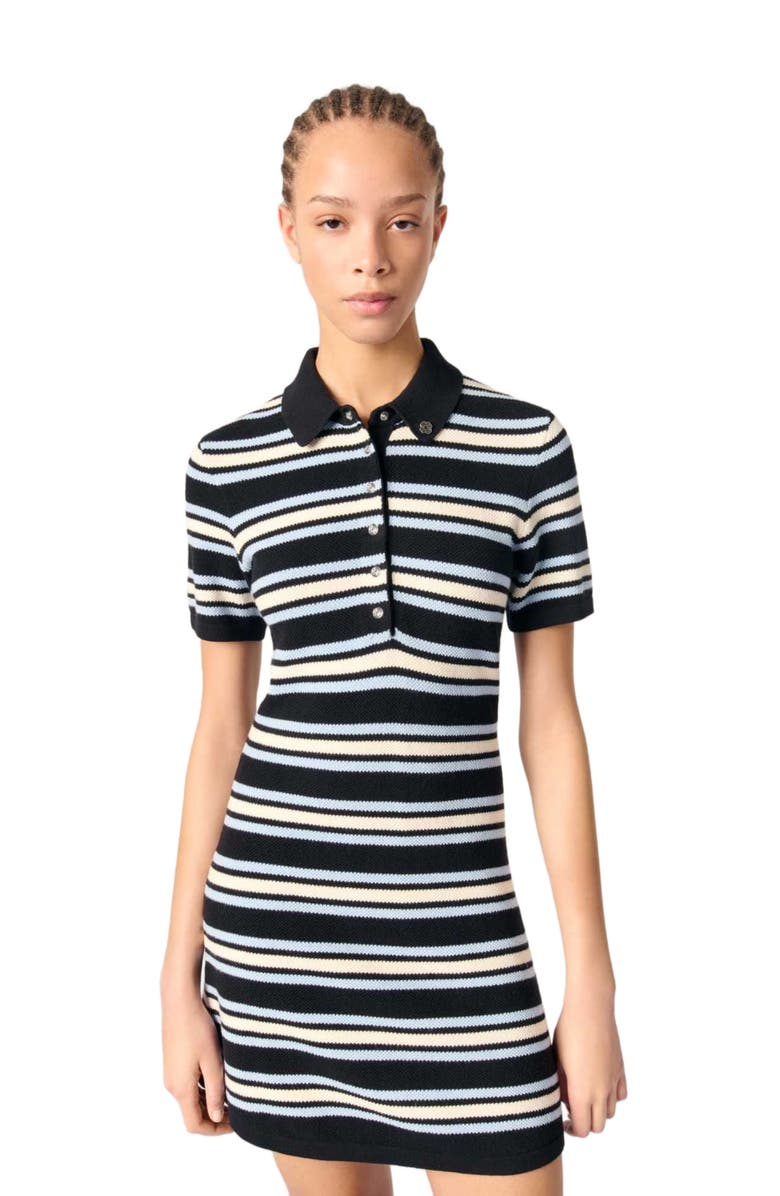 maje Striped knit polo dress, Main, color, 