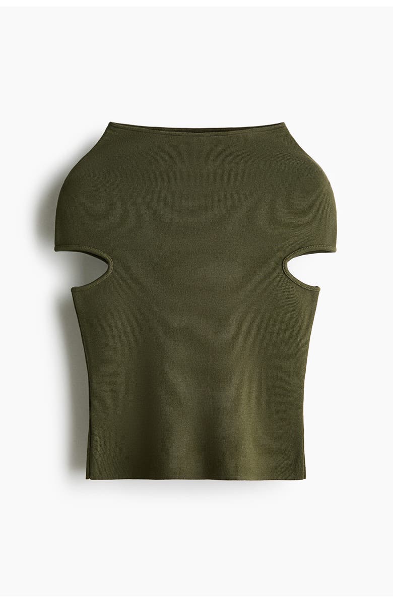 H&M Turtleneck Top, Main, color, Dark Khaki Green