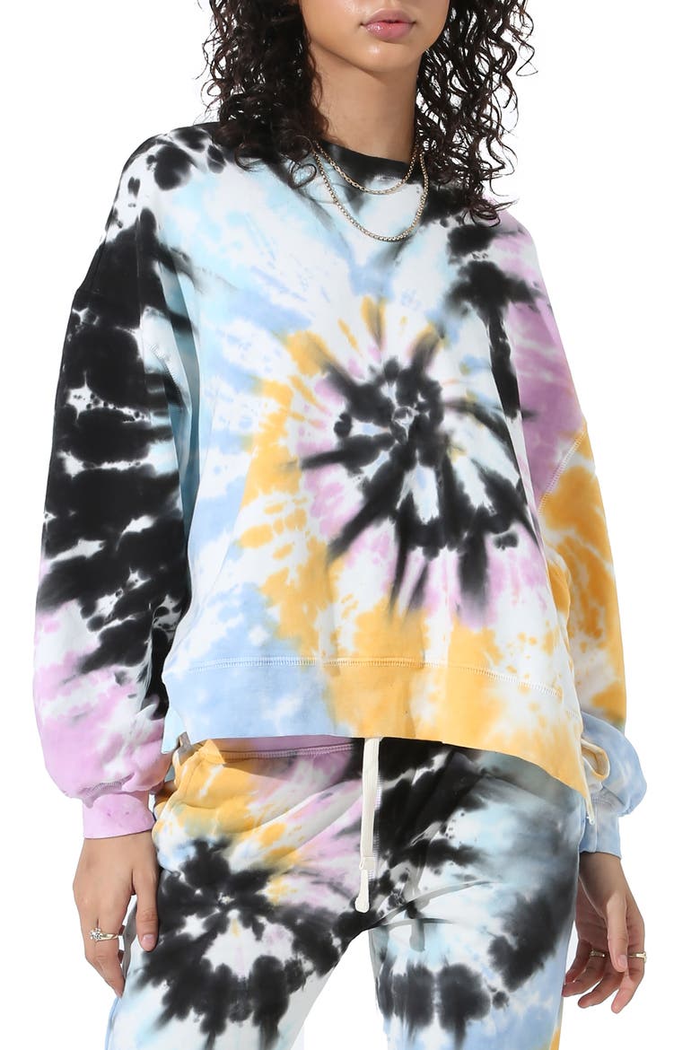 ELECTRIC AND ROSE Neil Tie Dye Sweatshirt, Main, color, ROGS ROSA/ GOLDEN/ SERENE