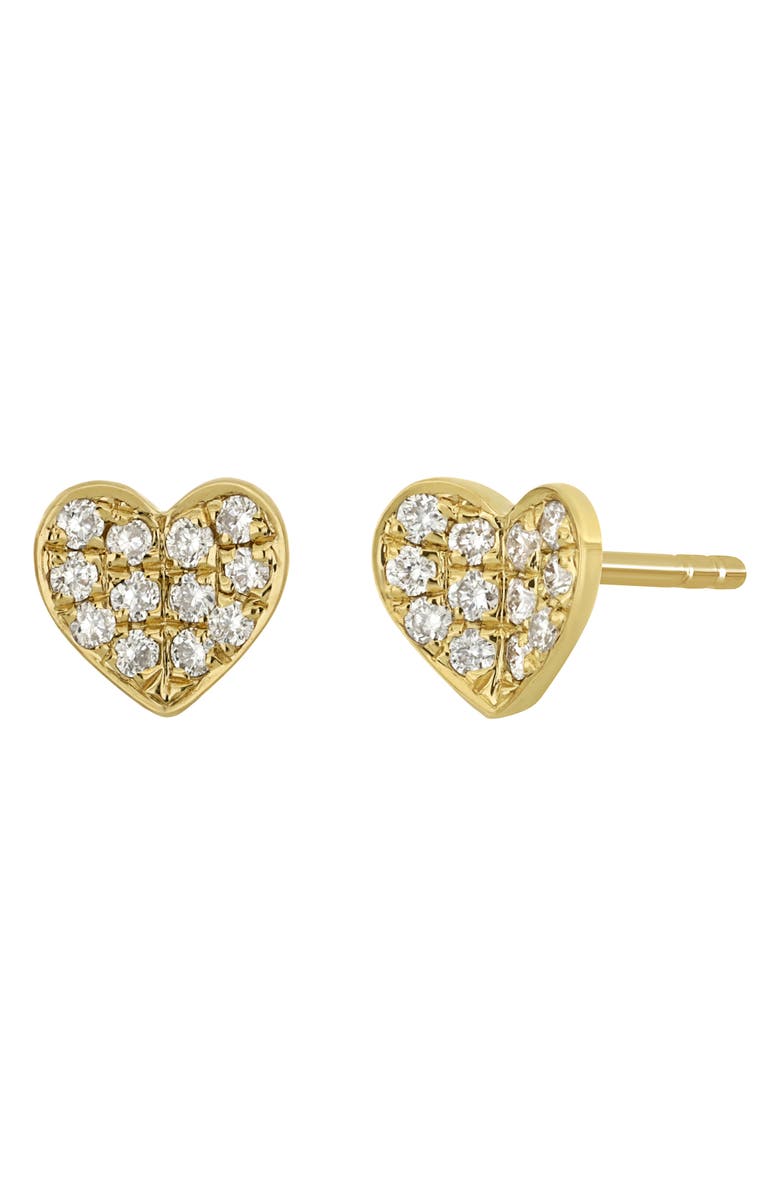 Bony Levy Simple Obsession Pavé Diamond Heart Stud Earrings, Main, color, 