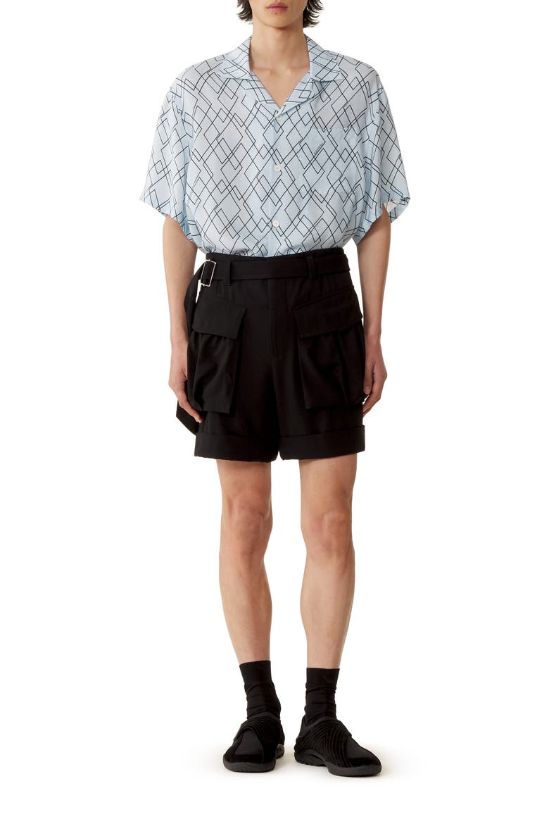 Printed Flowy Shirt, Main, color, Blue