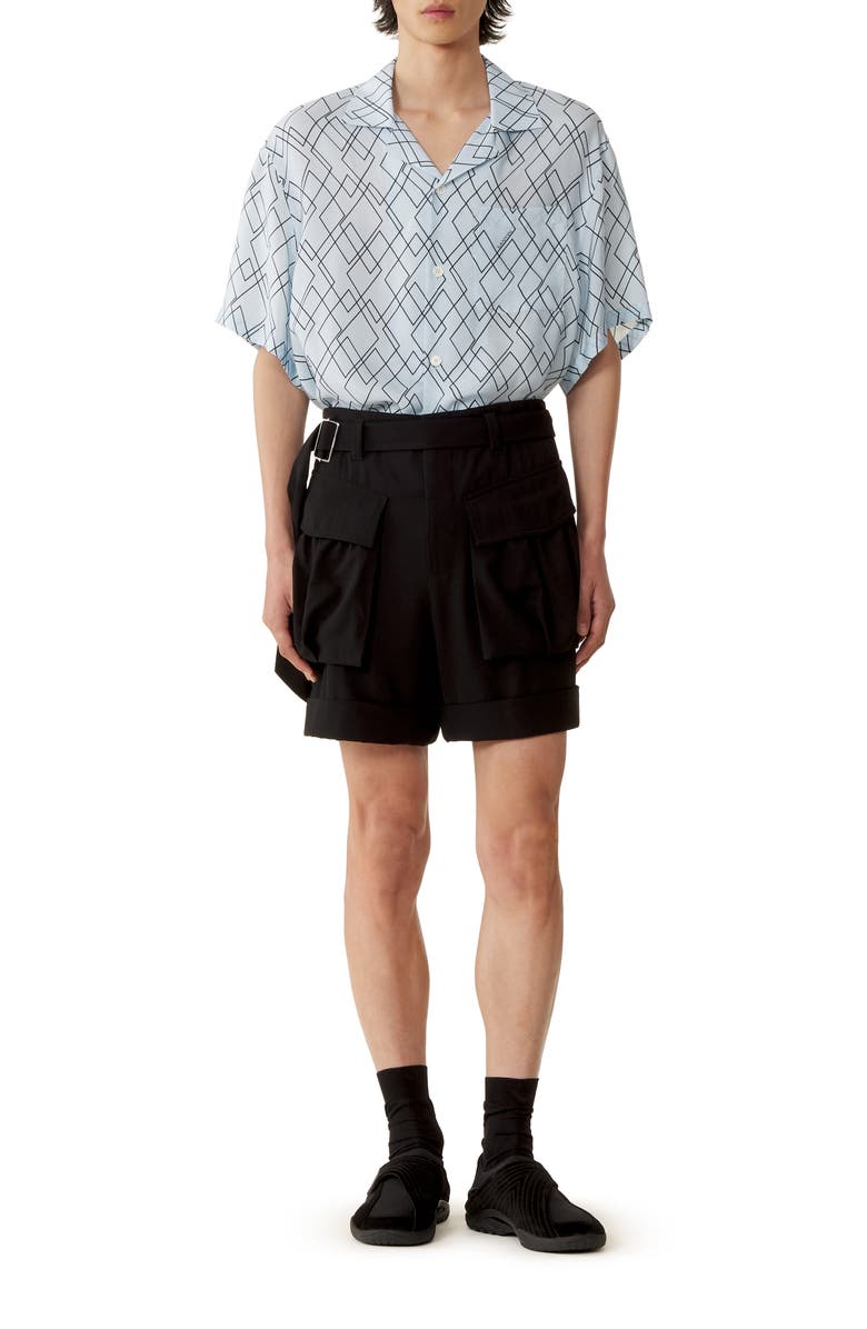 Lanvin Printed Flowy Shirt, Alternate, color, Blue