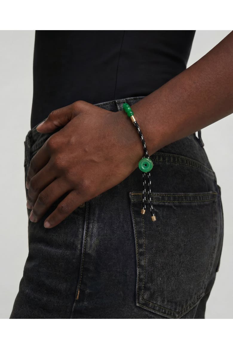 Paracord Jade Slider Bracelet, Alternate, color, Black