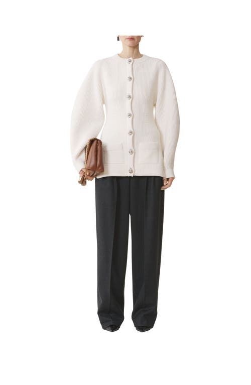 Lanvin Ribbed Button Cardigan In White