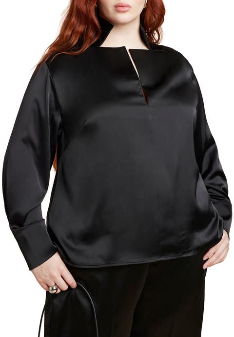 Deconstructed Neckline Blouse (Plus)