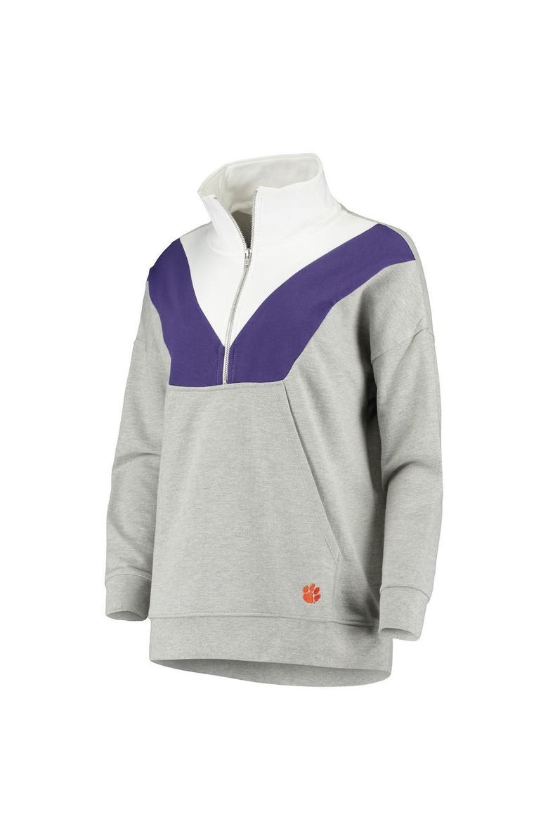 UG APPAREL Women's Heathered Gray Clemson Tigers Missy Colorblock Quarter-Zip Jacket, Alternate, color, 