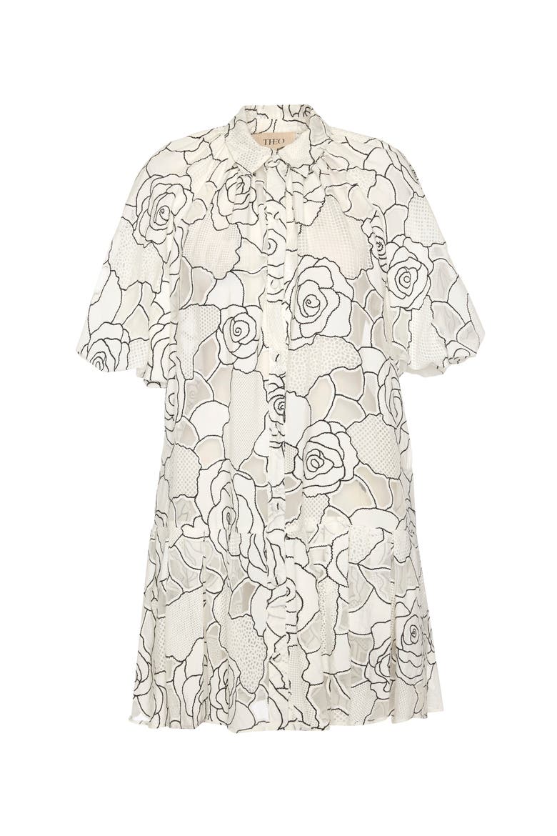 Ourania Puff Sleeve Shirtdress, Alternate, color, Ivory