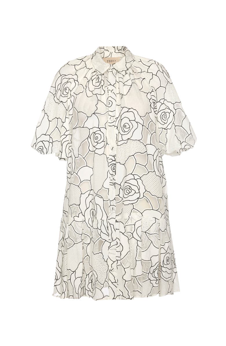 THEO The Label Ourania Puff Sleeve Shirtdress, Alternate, color, Ivory