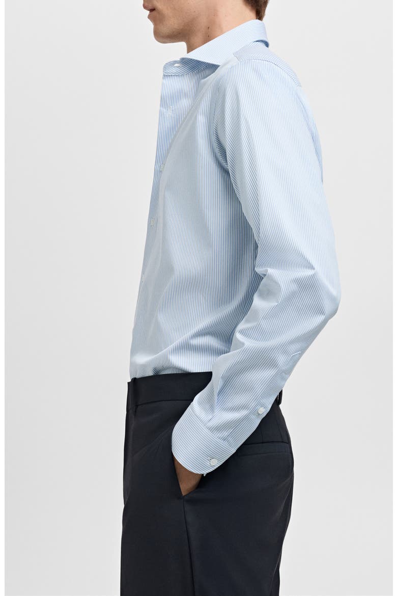 Slim Fit Pinstripe Cotton Twill Button-Up Shirt, Alternate, color, SKY BLUE