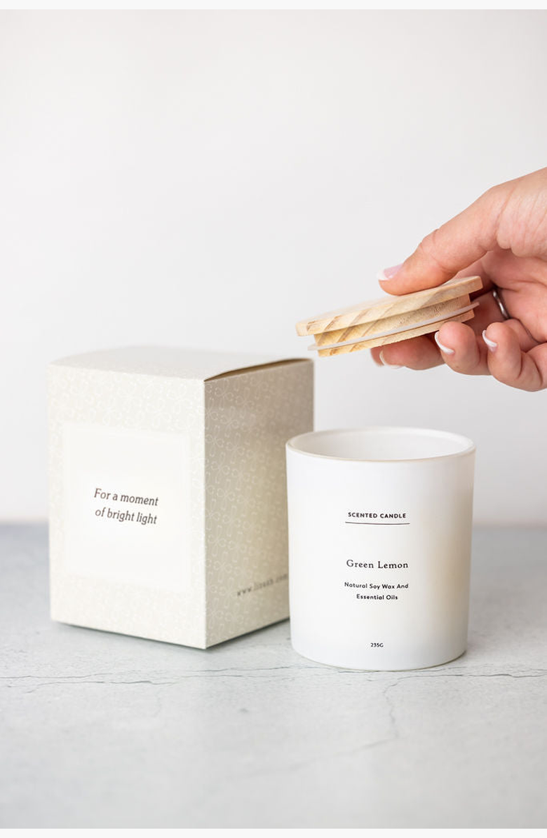 Lizush Green Lemon Scented candle - Big Glass Jar, Alternate, color, NO COLOR