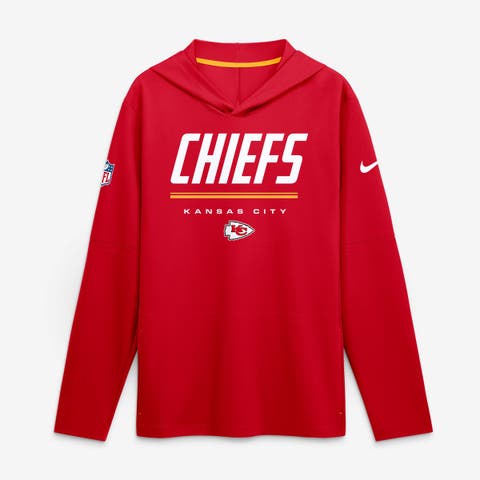 Men's Nike Red Kansas City Chiefs Sideline Game On Lightweight Long Sleeve Hooded Dri-FIT Top