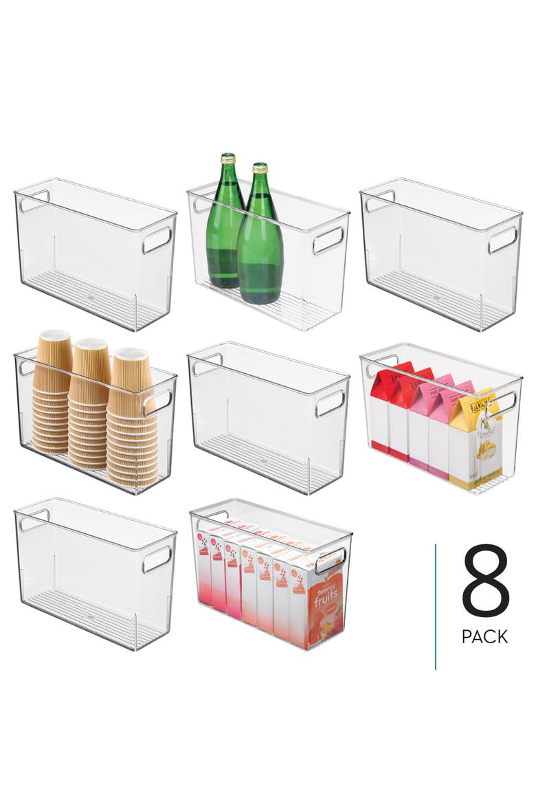 Storage Bins with Handles - Organize Kitchen, Bathroom, or Home Office - Set of 8 - Clear, Main, color, Clear