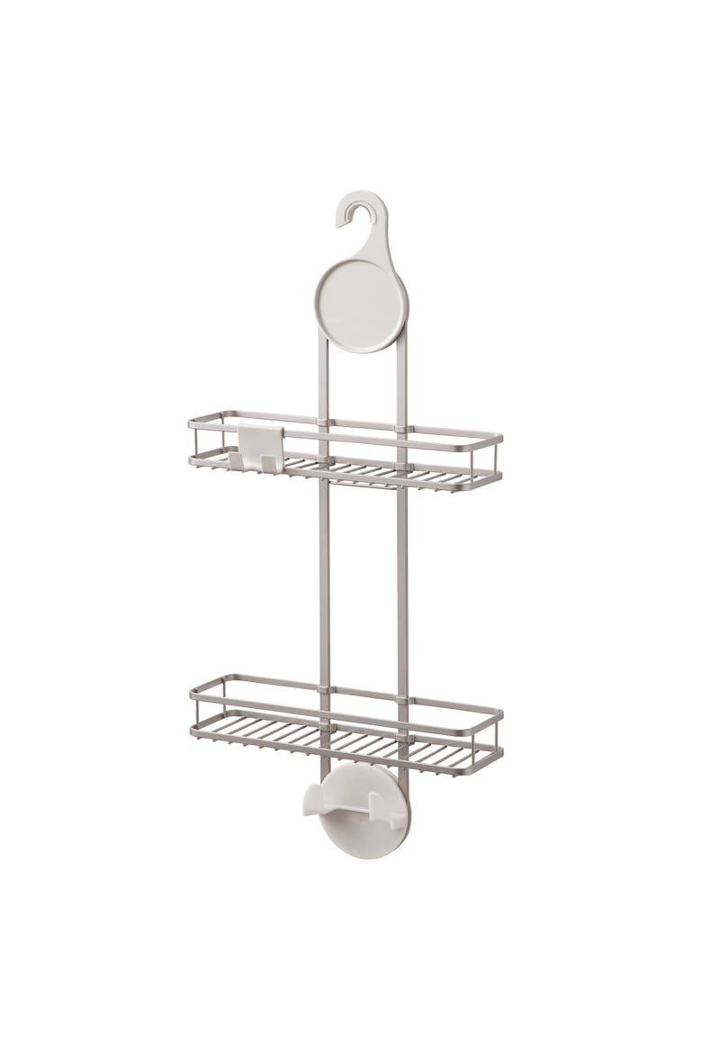 Hanging Shower Caddy with Accessory Hooks - Satin, Main, color, Satin