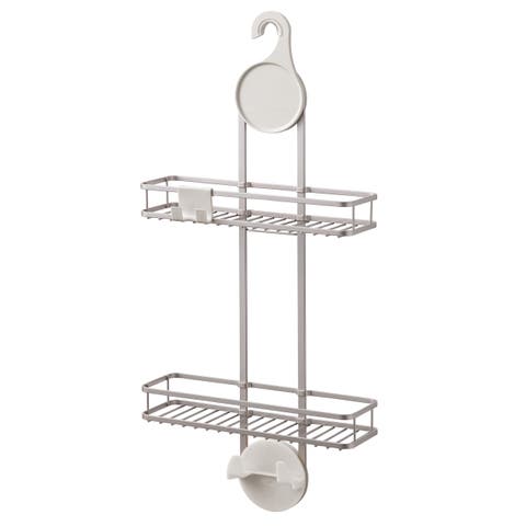 Hanging Shower Caddy with Accessory Hooks - Satin