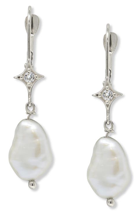 Emilia Gothic Star Cultured Pearl Drop Earrings