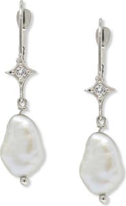 Anzie Emilia Gothic Star Cultured Pearl Drop Earrings