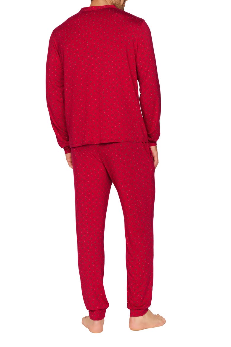 Henry Print Jersey Long Pajamas, Alternate, color, HOLLYBERRY HOLLY RED