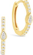 Sterling Forever Bezel Pear Cut Cubic Zirconia Huggie Hoop Earrings