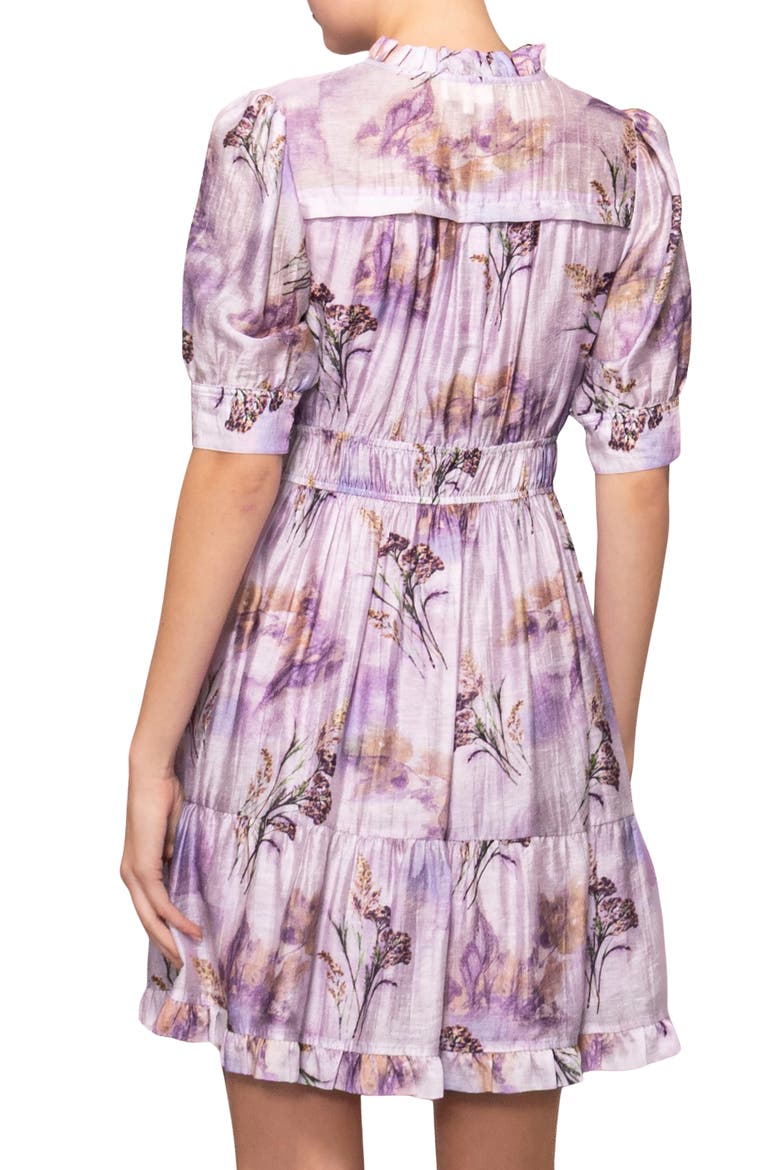 Printed Shirred Dress, Alternate, color, LILAC MULTI
