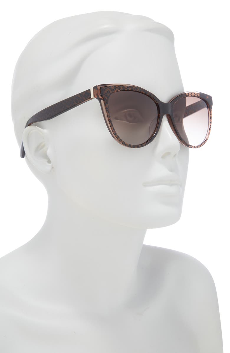Kate Spade New York 56mm daesha cat eye sunglasses, Alternate, color, Brown Pttrn/ Brown Fuschia Ms