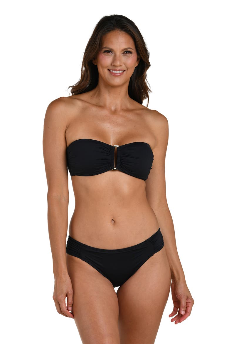 Island Goddess Bandeau Bikini Top, Alternate, color, BLACK