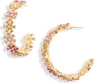 Cara Crystal & Faux Pearl Flower Hoop Earrings