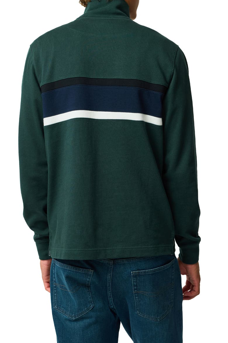 Chesterfield Chest Stripe Quarter Zip Long Sleeve Polo, Alternate, color, FOREST