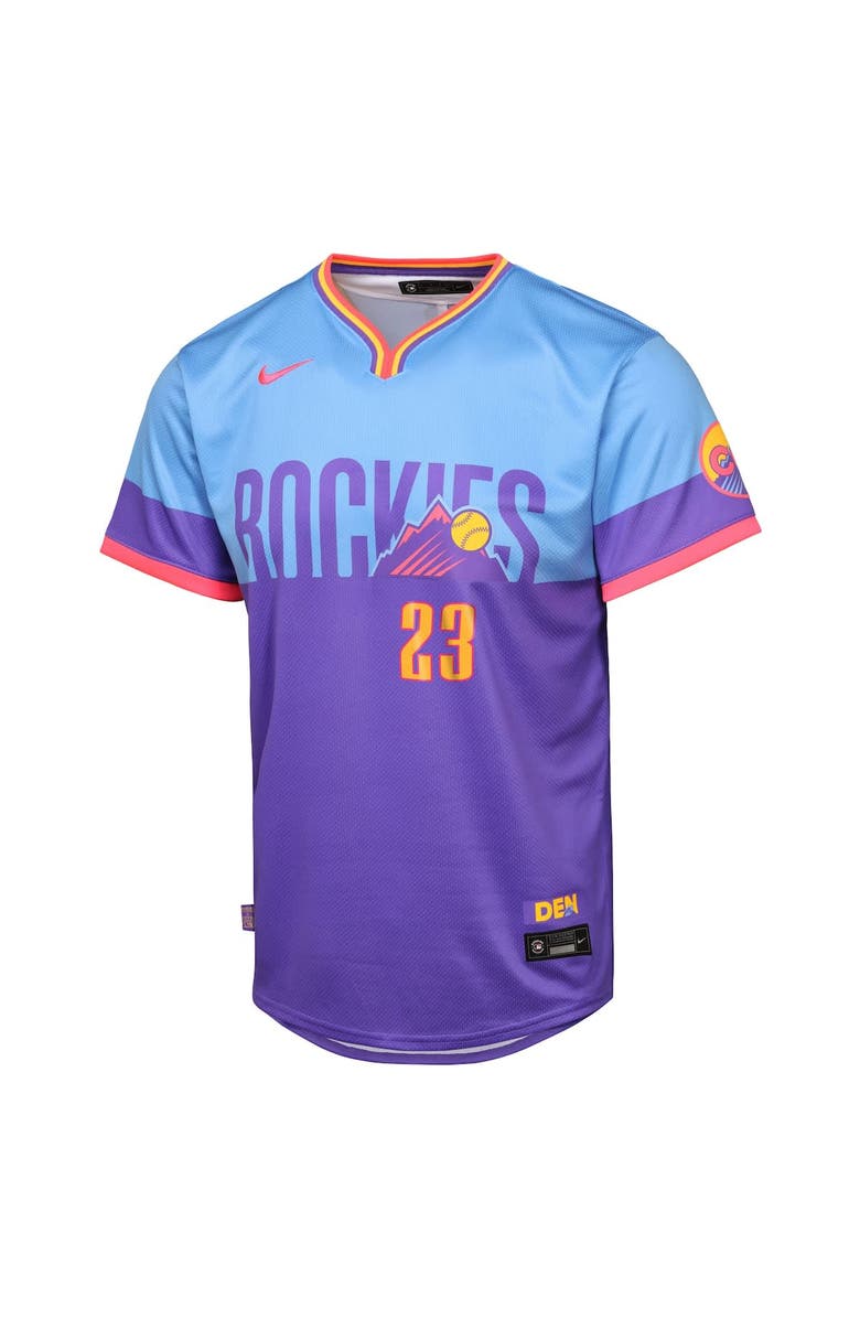 Nike Youth Nike Kris Bryant Purple/Light Blue Colorado Rockies 2025 City Connect Limited Player Jersey, Alternate, color, Purple