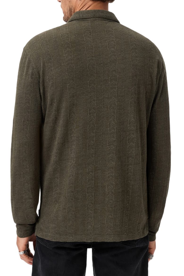 Jalen Three Color Marl Jacquard Long Sleeve Polo, Alternate, color, DARK OLIVE