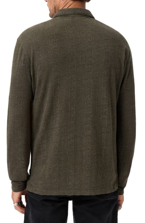 John Varvatos Jalen Three Color Marl Jacquard Long Sleeve Polo In Green