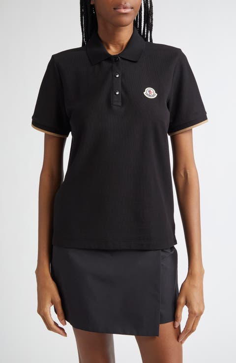 Tシャツ・カットソー MONCLER Women Polo Shirts 093 8C000 22 89A1K999 Black Moncler Short Sleeve Polo Top - Black | Editorialist
