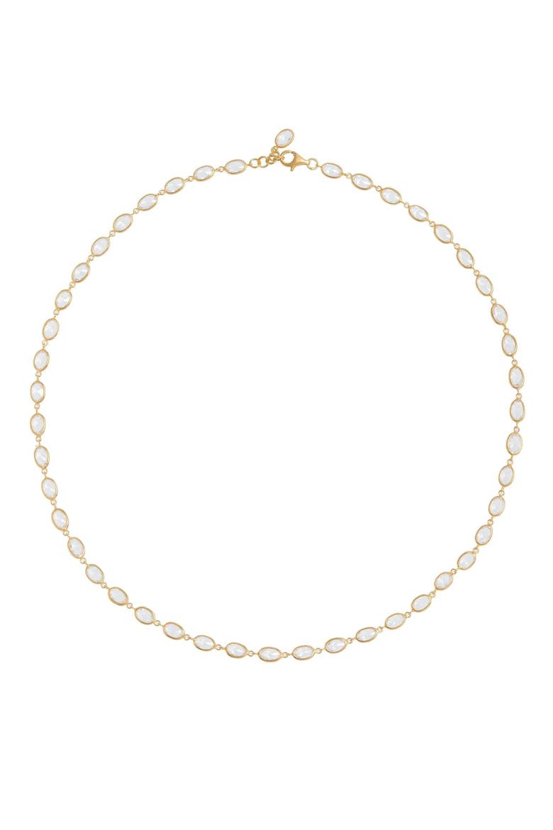Oval Crystal Framed Necklace, Main, color, Gold