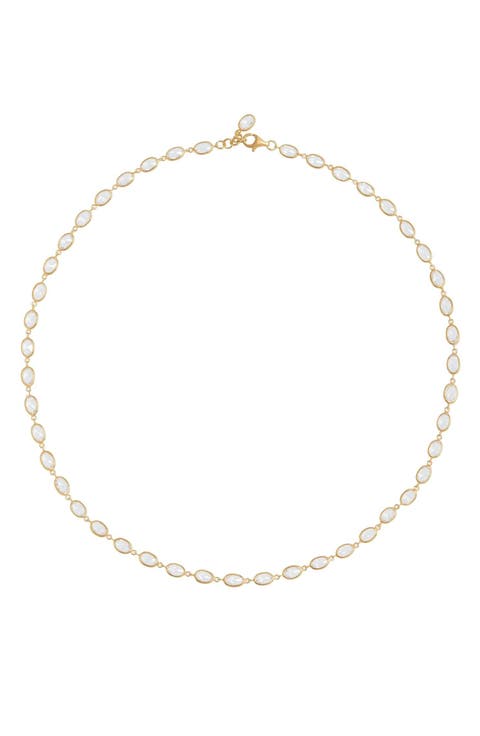 Oval Crystal Framed Necklace