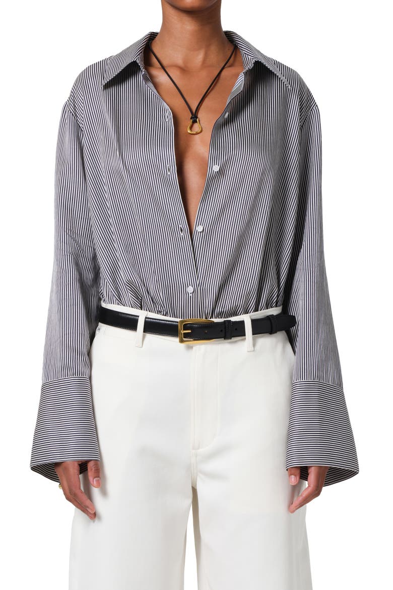 Camila Stripe Cotton & Silk Shirt, Main, color, IMPERIAL STRIPE