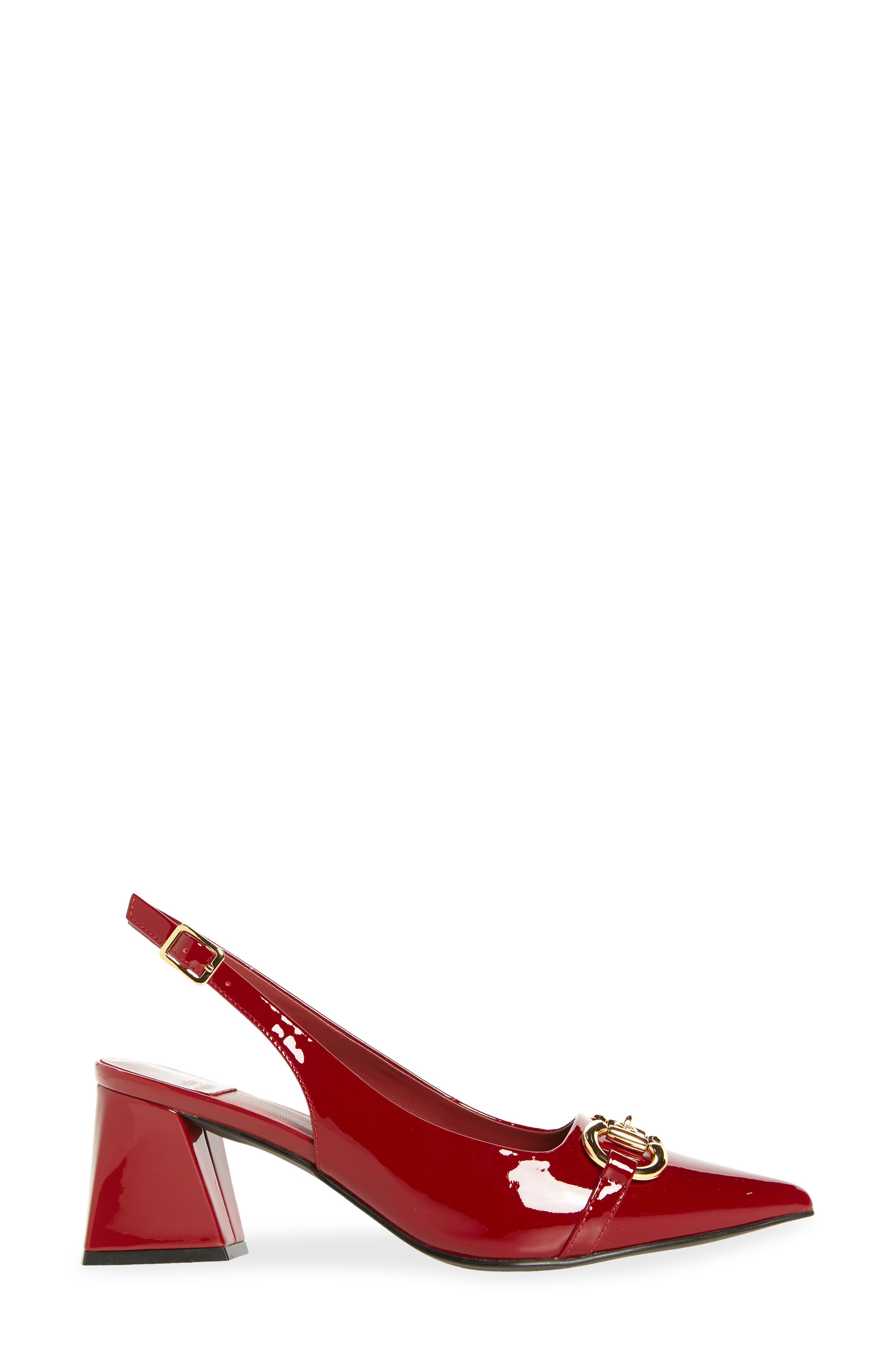 Nakita Pointed Toe Slingback Pump, Alternate, color, CHERRY RED PATENT GOLD
