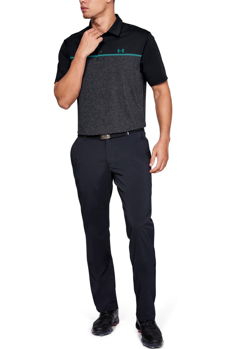 Playoff 2.0 Loose Fit Polo, Alternate, color, BLACK/ TEAL RUSH