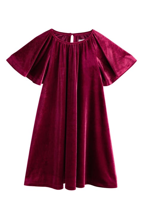 Kids' Flutter Sleeve Velvet Dress (Toddler, Little Kid & Big Kid)