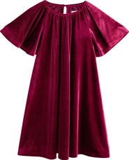 NEXT Kids' Flutter Sleeve Velvet Dress